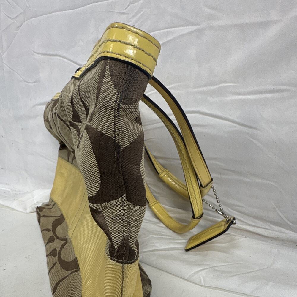 Coach Signature Zip-Top Satchel Handbag Brown/Beige Yellow A1076-F13548 W/wallet - Picture 14 of 16